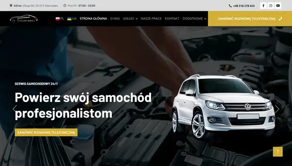 Strona Excellent Service na komputerze