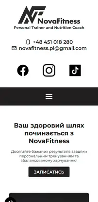 Strona Nova Fitness na urządzeniu mobilnym