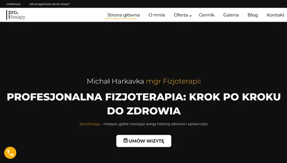 Strona Pro.therapy na komputerze